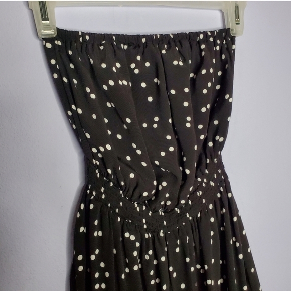 Urban Outfitters Jackson Black White Polka Dot Print Strapless Wide Leg Jumpsuit - Picture 6 of 12